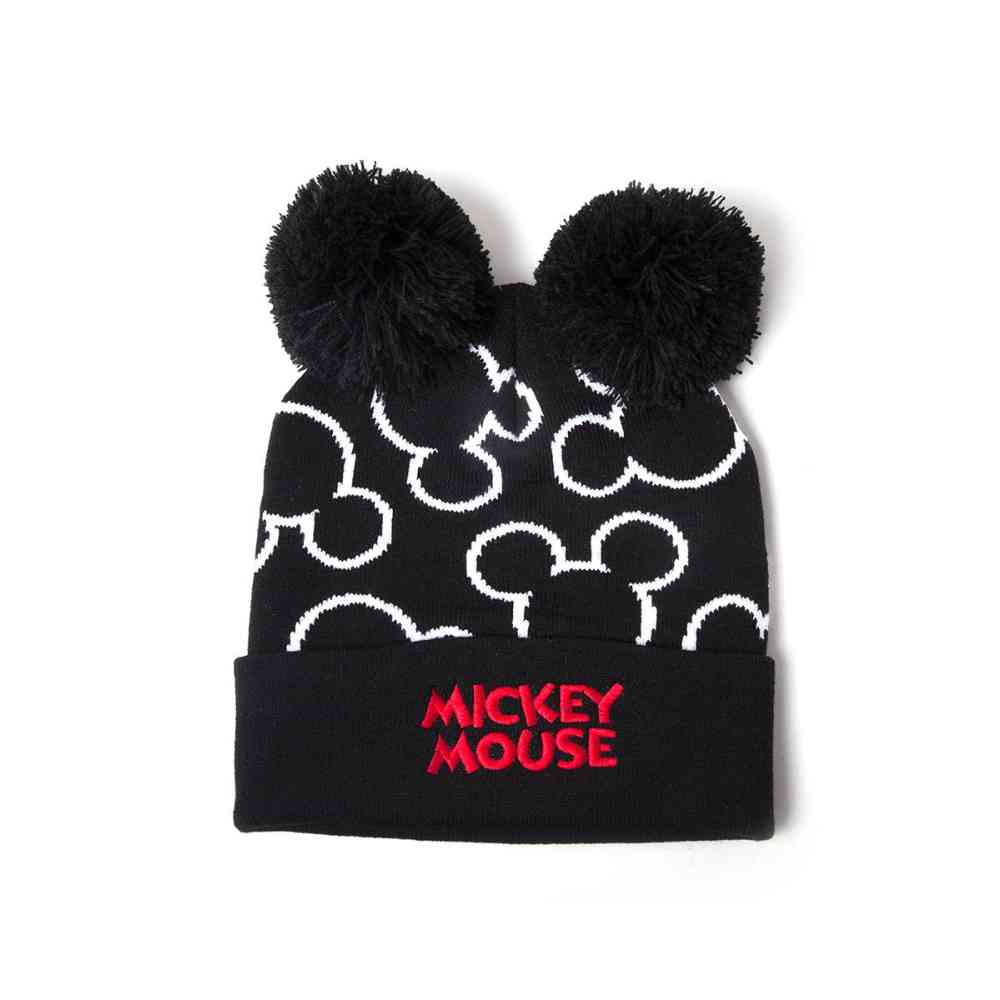 Disney Mickey Mouse - Silhouette Bonnet & écharpe - Noir/Blanc